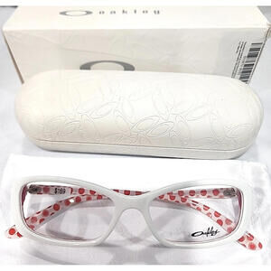 Oakley OX1071-0153 White Dotty Red Rectangle Eyeglasses 53-15 135 Box Case Pouch